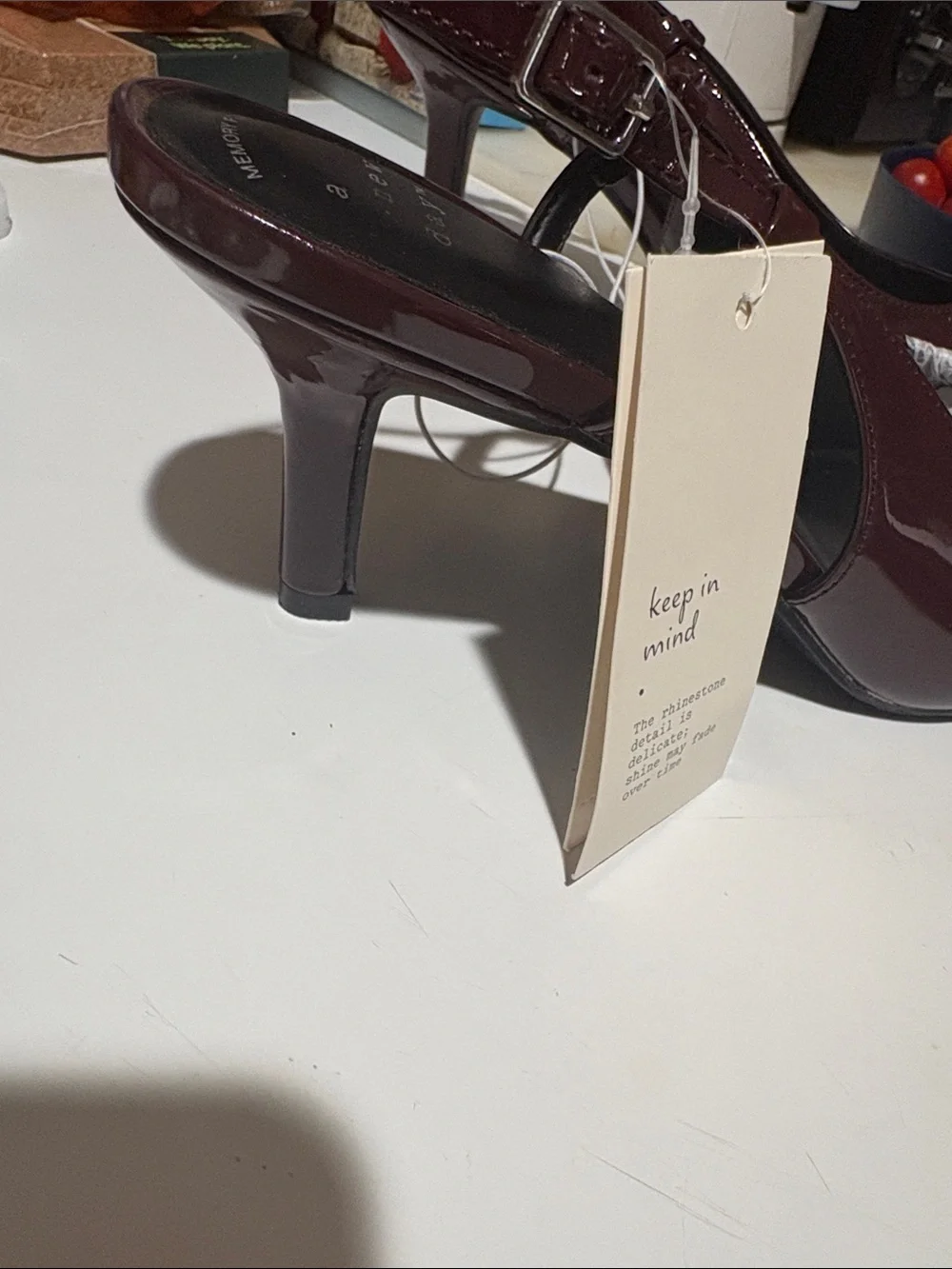 a new day Burgundy Patent Pointed Slingback Heels with Crystal Fringe